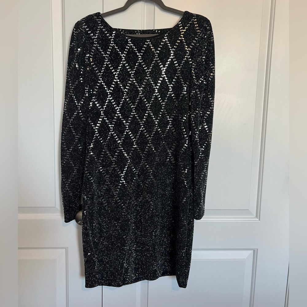 Perfect Holiday Dress. Sparkly Black and Silver